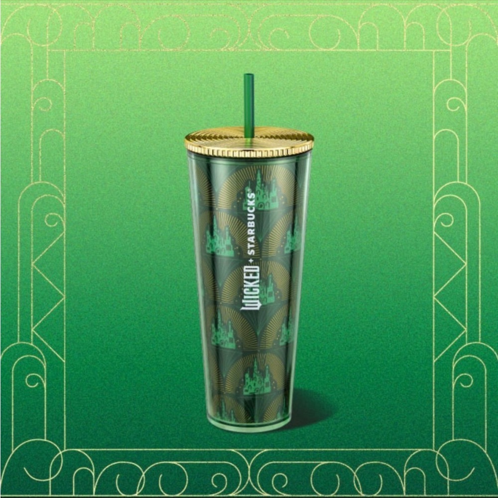 Wicked Starbucks Emerald City Metallic Green Cold Cup 24 oz.